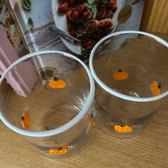 2 Anthropologie Pumpkin Juice Glass - Picture 2 of 4